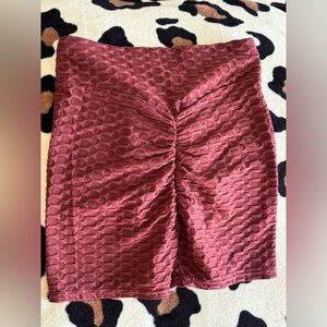 Crossover waistband soft stretch shorts, red brown, women’s large, BNWT